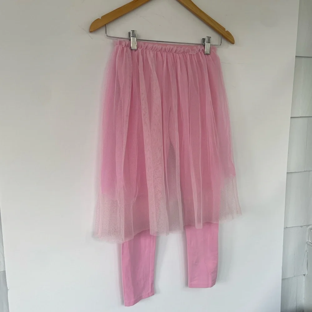 Disney Girls Pink Tulle Skirted Leggings 9/10